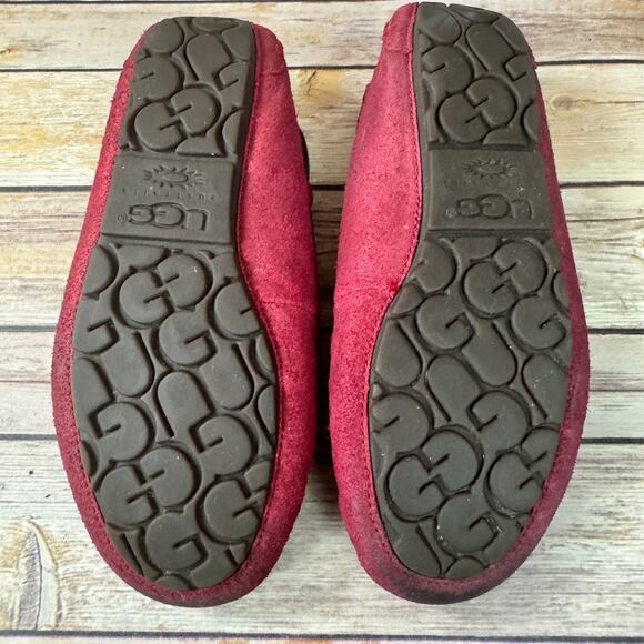 UGG Womens Metallic Glitter Red Ansley Moccasin Slippers Driving Shoes 7 - Picture 5 of 9